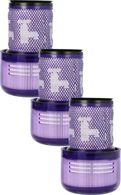 Three replacement filters for a vacuum cleaner.