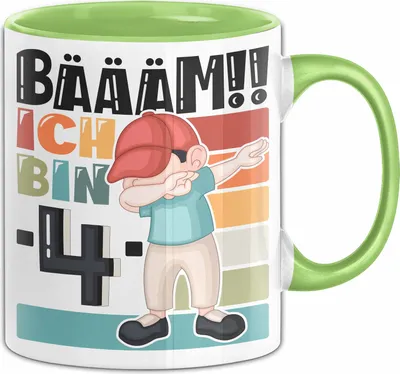 Produktbild von 4. Geburtstag Geschenk Tasse Becher Jungen Geburtstagsgeschenk Sohn Bäääm Ich Bin  4 (Grün)