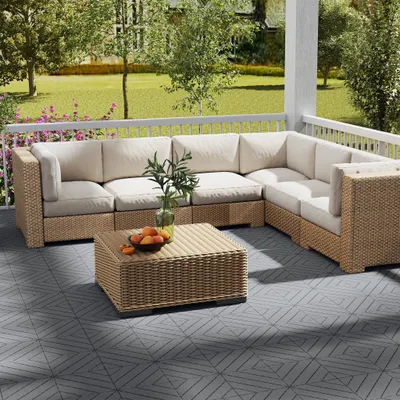 Produktbild von YZNAHRE Terrassenfliesen 22 Stück, 30x30 cm Balkon Bodenbelag Balkonfliesen mit Klicksystem Wetterfest in Holzoptik Klickfliesen Anthrazit Terassenboden Fliesen für Balkon & Terrasse, Typ D