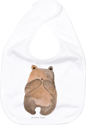 Produktbild von Mr. & Mrs. Panda Lätzchen Bär Verlust - Weiß - Geschenk, Schlabberlätzchen, Kinderlätzchen, Für Babys, Trauer Trauergeschenk Traurig Trösten Trost Liebeskummer, Teddy