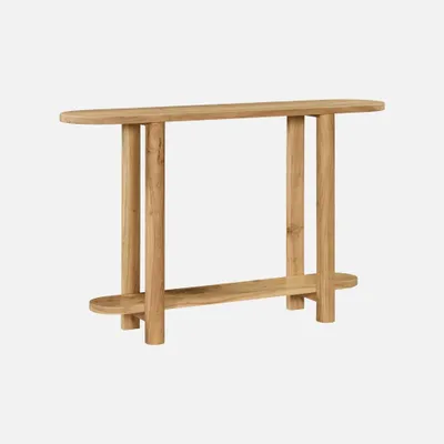 Immagine prodotto di Consolle ovale in legno di acacia con 1 ripiano, Marrone naturale