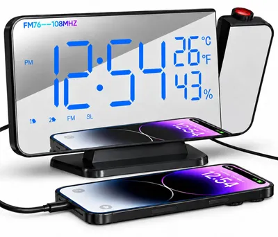 Image de Réveil projecteur avec double alarme et fonction radio FM
