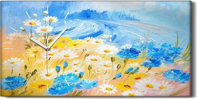 Produktbild von Wandbild Leinwand Bilder Wanduhr Geräuschlos 60x30 Gemälde abstrakte von Blumen - weiße Hände