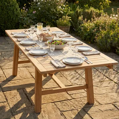 Immagine prodotto di Milani Home - tavolo da giardino allungabile in teak 220/300 x 100 cm, per terrazzo e outdoor