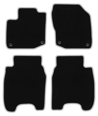 Produktbild von Velours-Fußmatten für Honda Civic IX 2012- (Schrägheck) – 4-tlg, Schwarz/Silber, passgenau – Wielganizator CARLUX