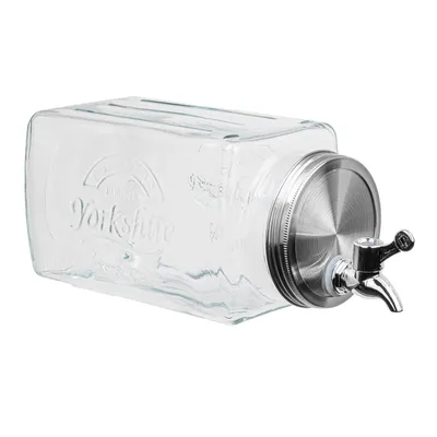 Produktbild von Glas Getränkespender mit Zapfhahn 3,8l Wasserspender mit Hahn Saft Cocktail Spender Dispenser Saftspender Retro Glaskrug Getränke