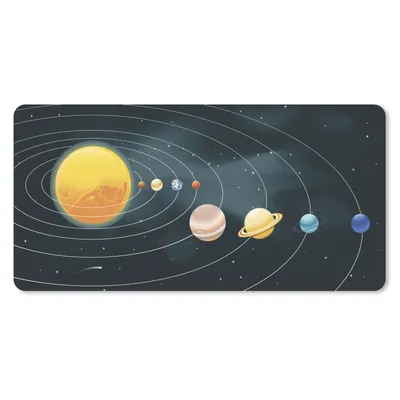 Produktbild von MuchoWow® Schreibtischunterlage Eine Illustration des Sonnensystems mit den Planeten 80x40 cm - XXL Mauspad - Gaming Mauspad