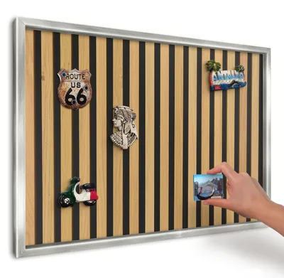 Produktbild von Magnettafel 60x40 cm in einem silbernen Rahmen - Magnetische Metalltafel, Magnetpinnwand zur Wandmontage für Wohnzimmer, Küche, Flur, Kinderzimmer und Büro - Holzrhythmen