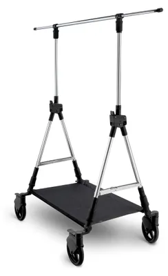Produktbild von SOOPL® Fashion-Trolley klappbar | Vertreterständer für Modeverkauf, Messe & Modenschau | Aluminium & Chrom | Vollgummiräder 18 cm | Stabil, faltbar & leicht transportierbar | 150 cm ausziehbar