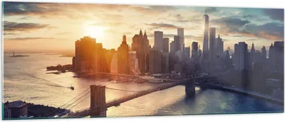 Produktbild von Bilder auf glas - New York Stadt - 140x50cm - Glasbilder - Wandbilder - Kunstdruck - zum Aufhängen bereit - Wanddekoration aus Glas - Glas Bilder - Wandbild auf Glas - Einteilig - GAB140x50-3733