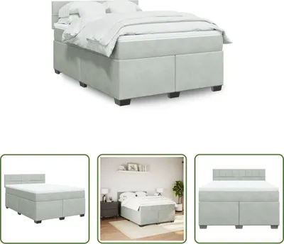 Produktbild von The Living Store Boxspringbett mit Matratze Hellgrau 140x190 cm Samt