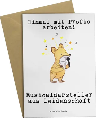 Produktbild von Mr. & Mrs. Panda Grußkarte Musicaldarsteller Leidenschaft - Weiß - Geschenk, weihnachtskarten, einladungskarten, hochzeitskarten, Klappkarte, osterkarte