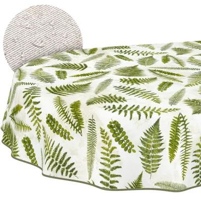 Produktbild von Tischdecke oval 240x140 cm abwaschbar Farn Saum In-/Outdoor ANRO