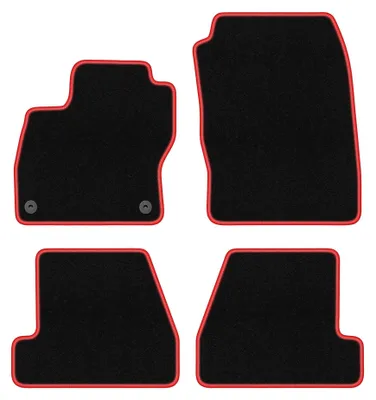Immagine prodotto di Tappetini in moquette per Ford Focus MK3 2010-2018 (hatchback/berlina/station wagon) – set 4 pezzi, nero/rosso, su misura – Wielganizator CARLUX