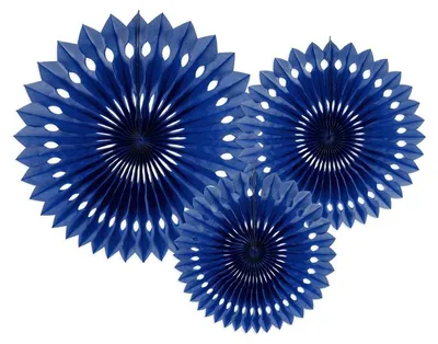 Produktbild von 3 Seidenpapier-Fächer dunkelblau