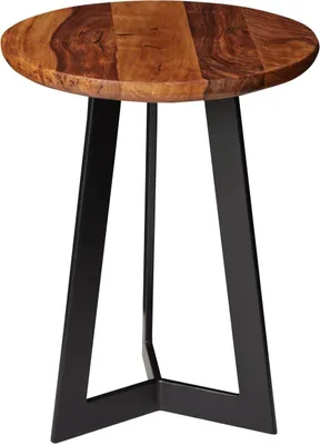 Produktbild von Beistelltisch 35 x 45 x 35 cm WL5.664 Sheesham Holz Metall Couchtisch, Industrial Style Echtholz Hocker Wohnzimmer, Holztisch Sofatisch Metallbeine, Anstelltisch Dekotisch Rosenholz