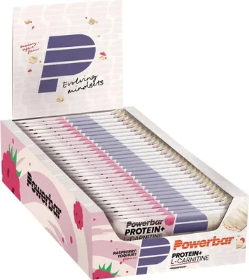 Produktbild von Powerbar Plus L-carnitine 30% Proteinriegelbox Himbeere Und Joghurt 35g 30 Einheiten Blau Blau One Size