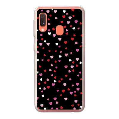 Produktbild von MuchoWow® Handyhülle Schutzhülle Hülle für Samsung Galaxy A20e Eine Illustration mit Herzen auf einem schwarzen Hintergrund Silikon Softcase Handy Hülle - Abdeckung