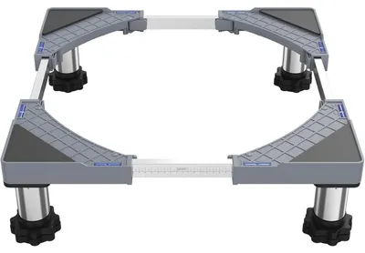 Immagine prodotto di Supporto regolabile per lavatrici, piedistallo per lavatrice e asciugatrice, capacità di carico 350 kg, larghezza 44,5-67 cm, altezza 13-17 cm, colore grigio