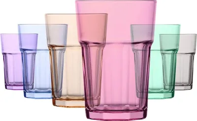 Produktbild von LAV farbiges 6er Gläser Set á 350ml – Cocktailgläser –Trinkgläser – Wassergläser – „Coral ARA“ Modernes Design