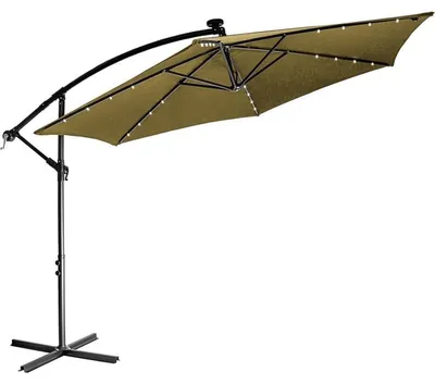 Zdjęcie produktu dla STILIST Parasol ogrodowy z rączką 3,5m, khaki + LED