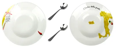 Produktbild von 2 Stück Retsch Arzberg XL Pastateller Porzellan Ø 27cm Italienisches Design inkl. Pastalöffel Spaghettiteller Suppenteller Salatteller