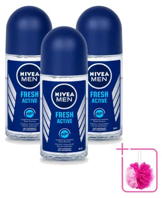 Imagen del producto de 3 unidades de antitranspirante roll-on NIVEA MEN Fresh Active, 50 ml - Paquete ahorro - 3 unidades