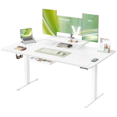 Produktbild von VASAGLE Höhenverstellbarer Schreibtisch, 160 cm, USB-C-Anschluss, Erinnerung bei langem Sitzen, flexibel montierbarer Monitorständer