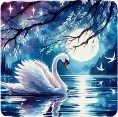 Produktbild von Malen nach Zahlen: Schwanenteich bei Nacht, 40x50 cm, auf Leinwand auf Keilrahmen