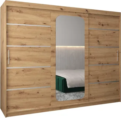 Produktbild von MEBLE KRYSPOL Promo 2250 Schlafzimmerschrank drei Schiebetüren - Artisan