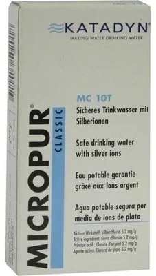 Immagine prodotto di KATADYN Micropur Classic MC 10T - Conservazione dell'acqua potabile con ioni d'argento - 40 compresse - 1T/10L