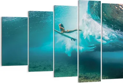 Produktbild von Bild auf Leinwand - Leinwandbild - 5 Teile - Surfen Unterwasser Frau - 150x100cm - Wand Bild - Wanddeko - Wandbilder - Leinwanddruck - Bilder - Wanddekoration - Leinwand bilder - EG150x100-4898