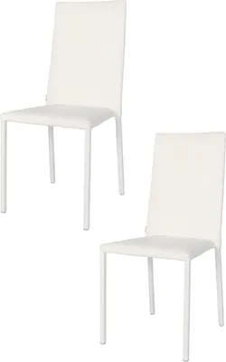 Immagine prodotto di t m c s Tommychairs - Set di 2 sedie impilabili modello Julia per cucina, bar e sala da pranzo, robusta struttura in acciaio, imbottita e rivestita in Pelle finta bianca