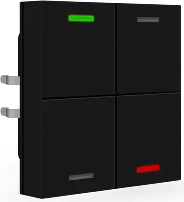 Image de MDT KNX Bouton-poussoir Light 55 quadruple RGBW, noir mat – neutre, 1 pièce.
