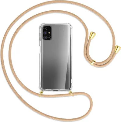Produktbild von Handykette Backcover-Schutzhülle mit Band (Metall goldfarben) für Samsung Galaxy M31s - beige