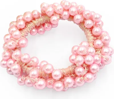 Produktbild von Haargummi mit funkelnden Perlen – glamouröses Rosa