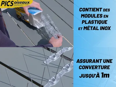 Imagen del producto de Disuasor para palomas, discreto, de 25 x 8 x 12 cm, para uso en exteriores