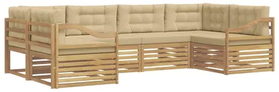 Produktbild von vidaXL Outdoor-Sofagarnitur mit Kissen 6 pcs Weiß und Beige Polyester
