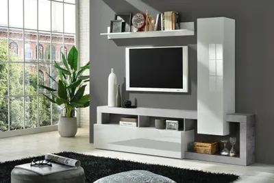 Produktbild von Meublorama MI-HAMBURG-759030CE*2C/61KG, Grau, Mitteldichte Faserplatte (MDF), 3 Regale, 2 Tür(en), 350 mm, 2190 mm