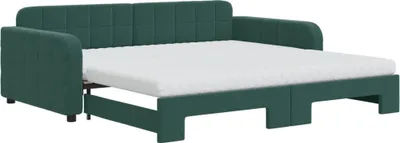 Immagine prodotto di vidaXL Letto da giorno allungabile con materassi verde scuro 100x200 cm in velluto