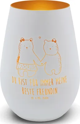 Produktbild von Mr. & Mrs. Panda Laterne Bär Freundin - Weiß - Geschenk, Teddy, Beste Freund Liebe Liebesbeweis Verliebt Kumpel Kumpeliene, Teelichthalter, Outdoor Windlicht, Gravur