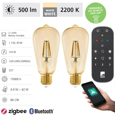 Produktbild von EGLO 12256, 4,9 W, 41 W, E27, 500 lm, 20000 h, Warmweiß