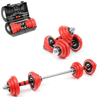 Produktbild von Kurzhantel und Langhantel Kombiset 2in1 Hantel Set 20kg mit 12 Hantelscheiben