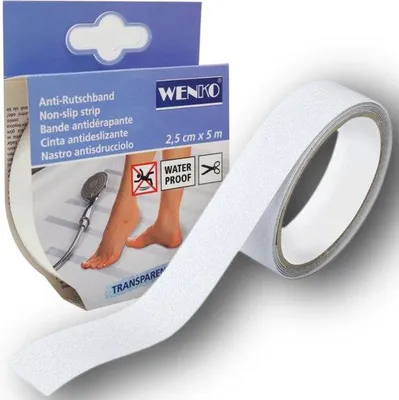Produktbild von Wenko - Anti Rutsch band selbstklebend - 5 m x 2,5 cm - für Treppen, Böden, Schwellen, - wasserfest - für drinnen und draußen
