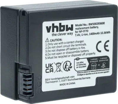 Produktbild von vhbw Akku Ersatz für Sony NP-FF71, NP-FF70 für Videokamera Camcorder (1400 mAh, 7,2 V, Li-Ion)