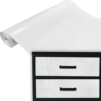Produktbild von Klebefolie Möbel 45x100 cm Meterware - Holz Weiß Glanz - Selbstklebende Möbelfolie in Holzoptik - Folie für Möbel ideal zum Renovieren von Schränken und Arbeitsplatten