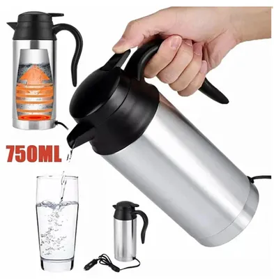 Produktbild von Reisewasserkocher 12V Auto elektr. Wasserkocher Reise Edelstahl Elektrisch Warmhaltefunktion ml Heizbecher I Auslaufsicher Tragbar, Zigarettenanzünder