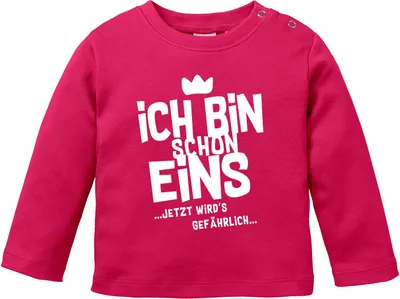 Produktbild von Baby Langarm-Shirt 1. Geburtstag Ich bin schon 1 jetzt wird's gefährlich Geburtstagsshirt Baumwolle MoonWorks® Uni sorbet 92/98 (16-24-Monate)