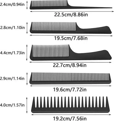 Image de Ensemble de peignes de coiffure 5 pièces - Professionnel