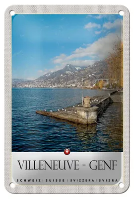 Produktbild von Blechschild Reise 12x18cm Villeneuve-Genf Schweiz Wanderung Schild